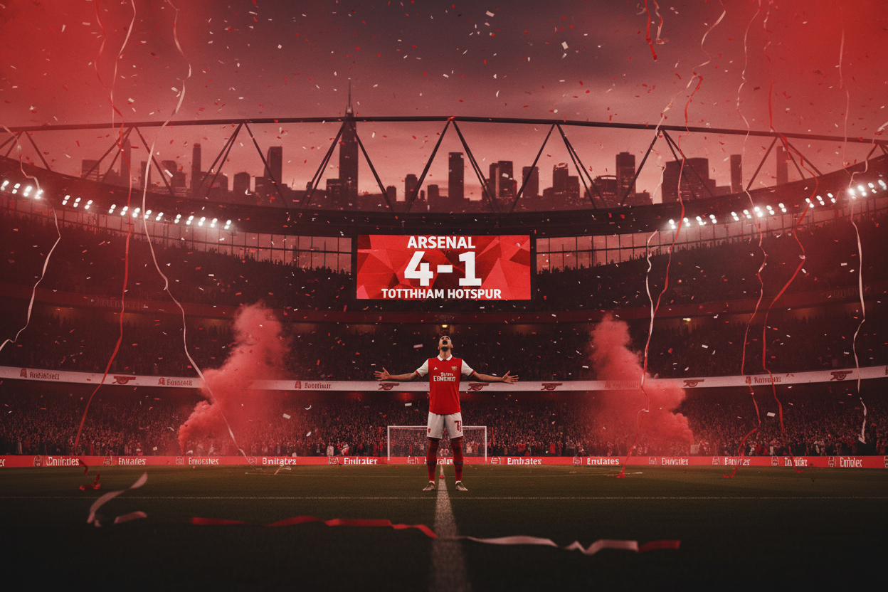 ARSENAL 4-1 TOTTENHAM HOTSPUR ⚪: North London Paints Red as Eze's Derby Day Hat-Trick Extends Title Lead