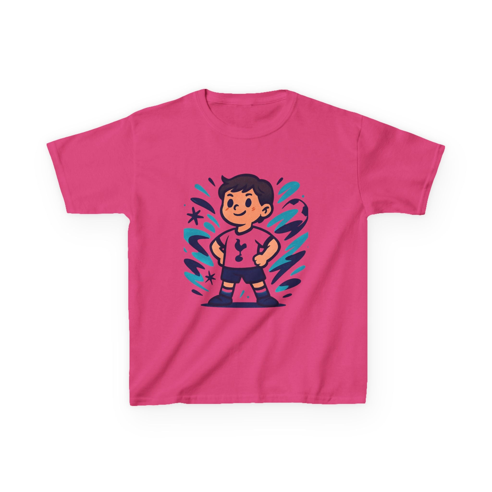 tottenham little spurs Superhero Kids Heavy Cotton Tee - Fun Cartoon Design for Playtime