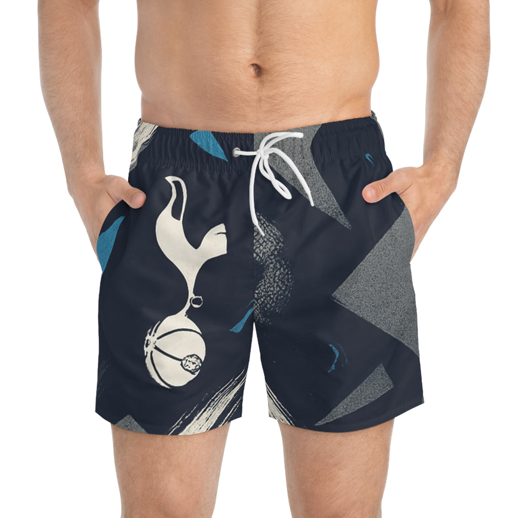 Tottenham-Inspired Graphic Swim Trunks — Abstract Spurs Print