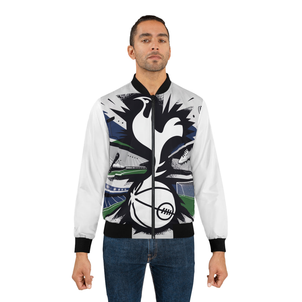 Tottenham spurs unofficial Sporty Men's Bomber Jacket with Dynamic Graphic Design
