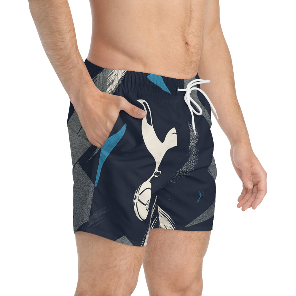 Tottenham-Inspired Graphic Swim Trunks — Abstract Spurs Print