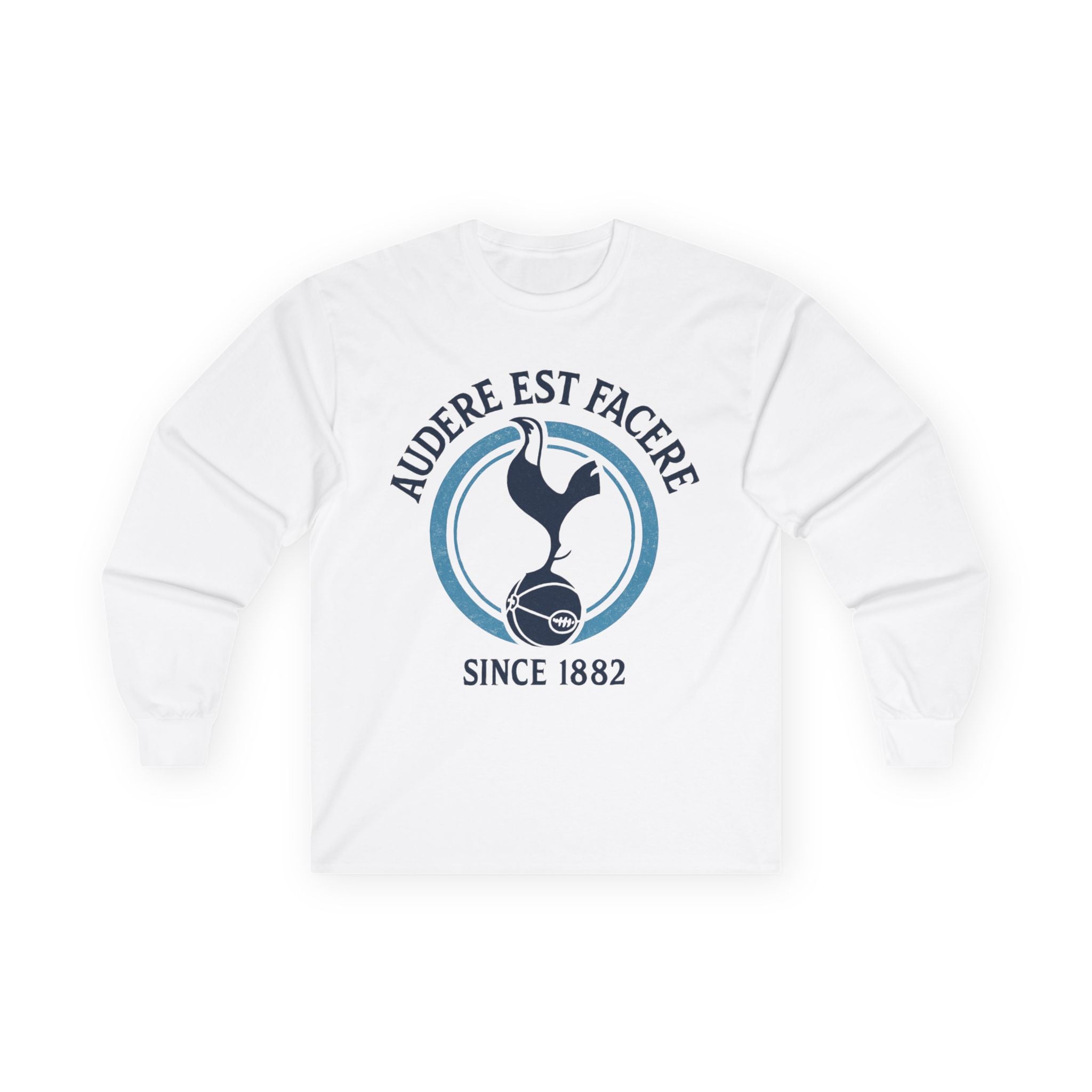 Tottenham Hotspur Inspired Long Sleeve Tee — 'Audere Est Facere' Since 1882 Crest