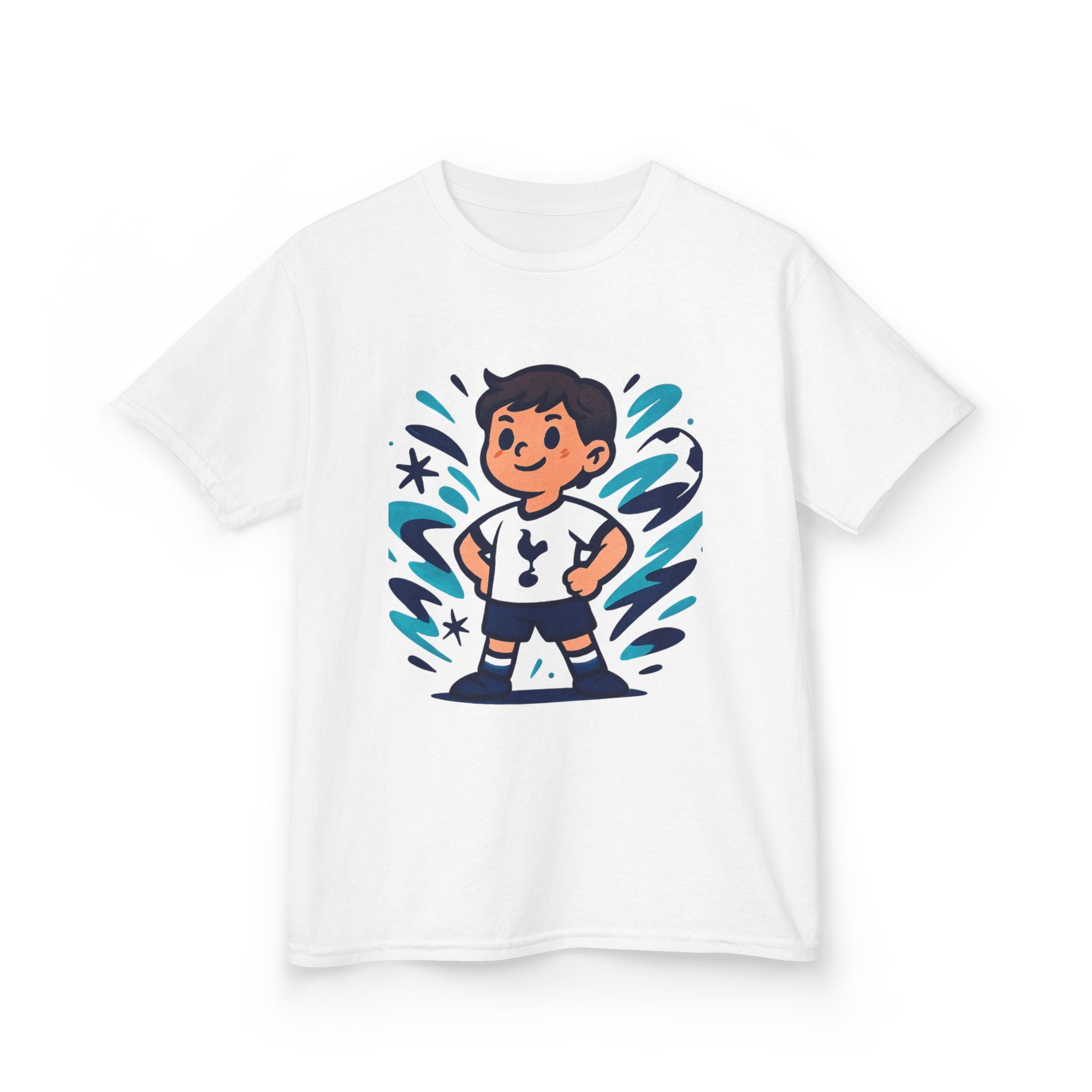 tottenham little spurs Superhero Kids Heavy Cotton Tee - Fun Cartoon Design for Playtime